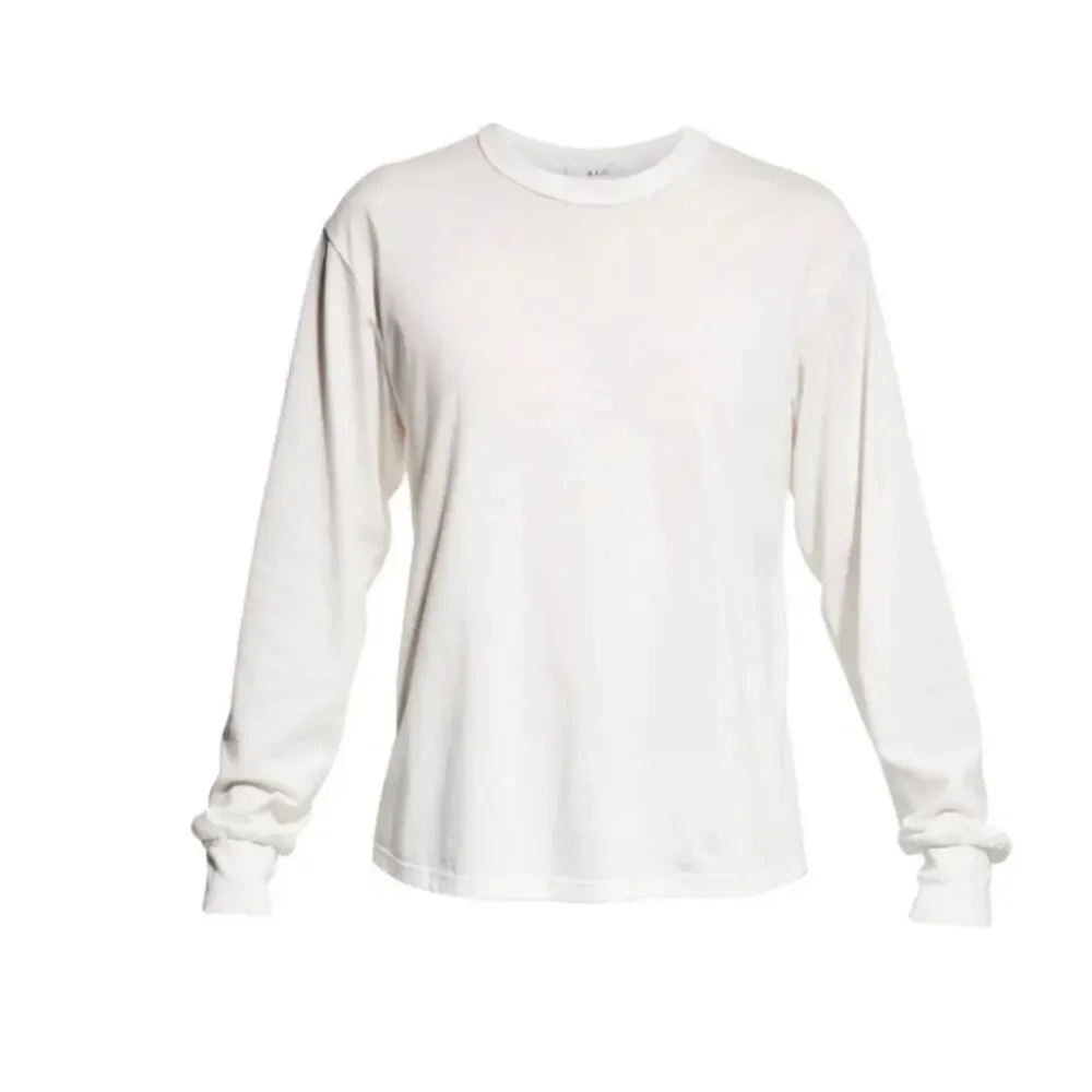 A.L.C Marco T-Shirt Women's L White Cotton Open Tie Back Crew Neck Long Sleeve